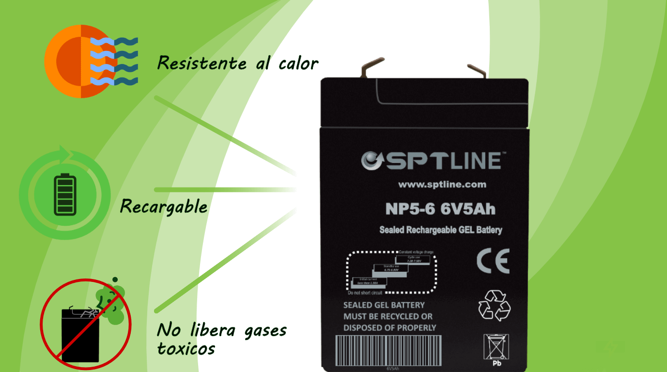 bateria recargable de gel sptline de 5Ah y 6V